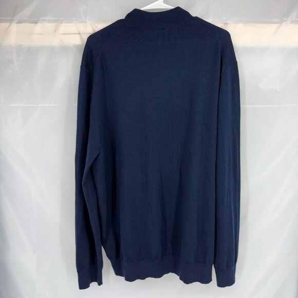 Charles Tyrwhitt Men XXL 1/4 Zip Pullover Sweater Merino Wool Knit Blue Stretch - Picture 3 of 9